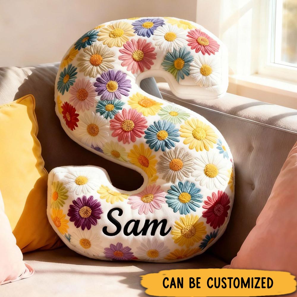 Personalized Cute Flower Letter Pillow Graphic 3D Print Butterfly Custom Name Pillow Gift for Kids