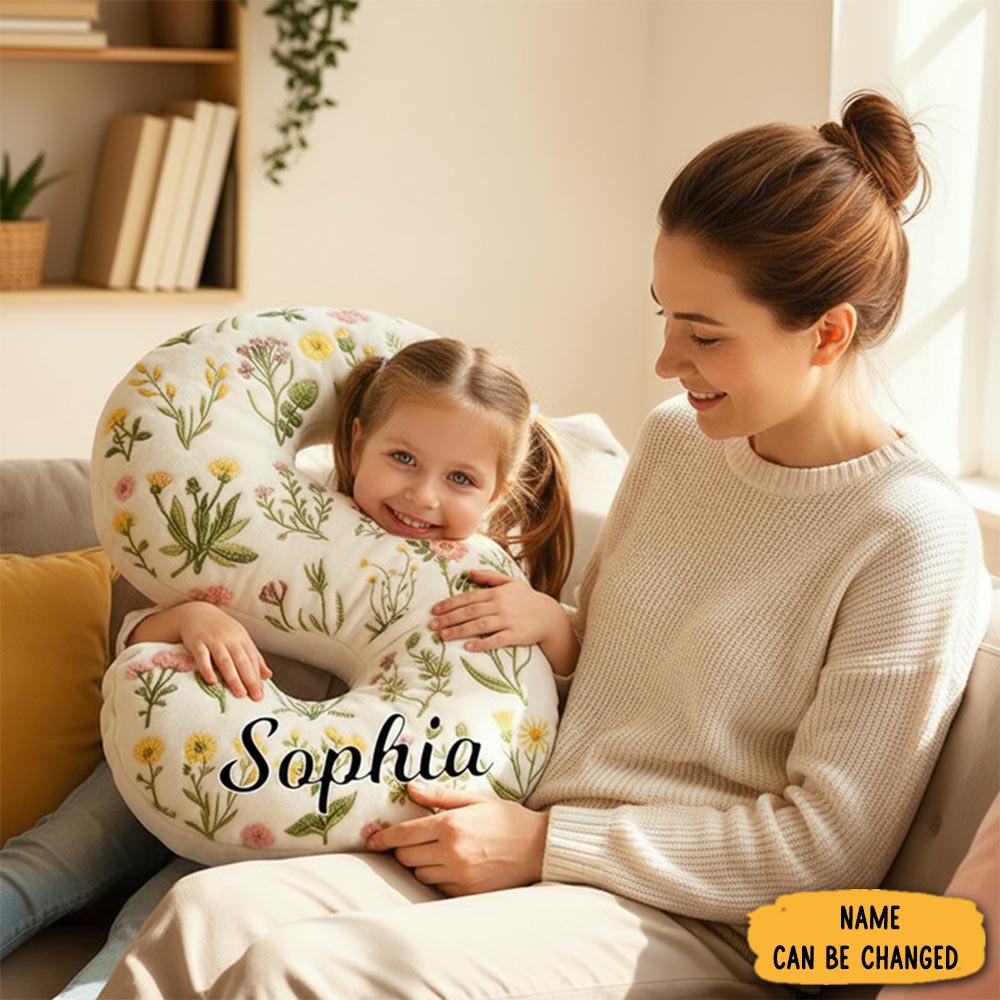 Personalized Cute Flower Letter Pillow Graphic 3d Print Custom Name Pillow For Kids Gardening Lovers Gift-1