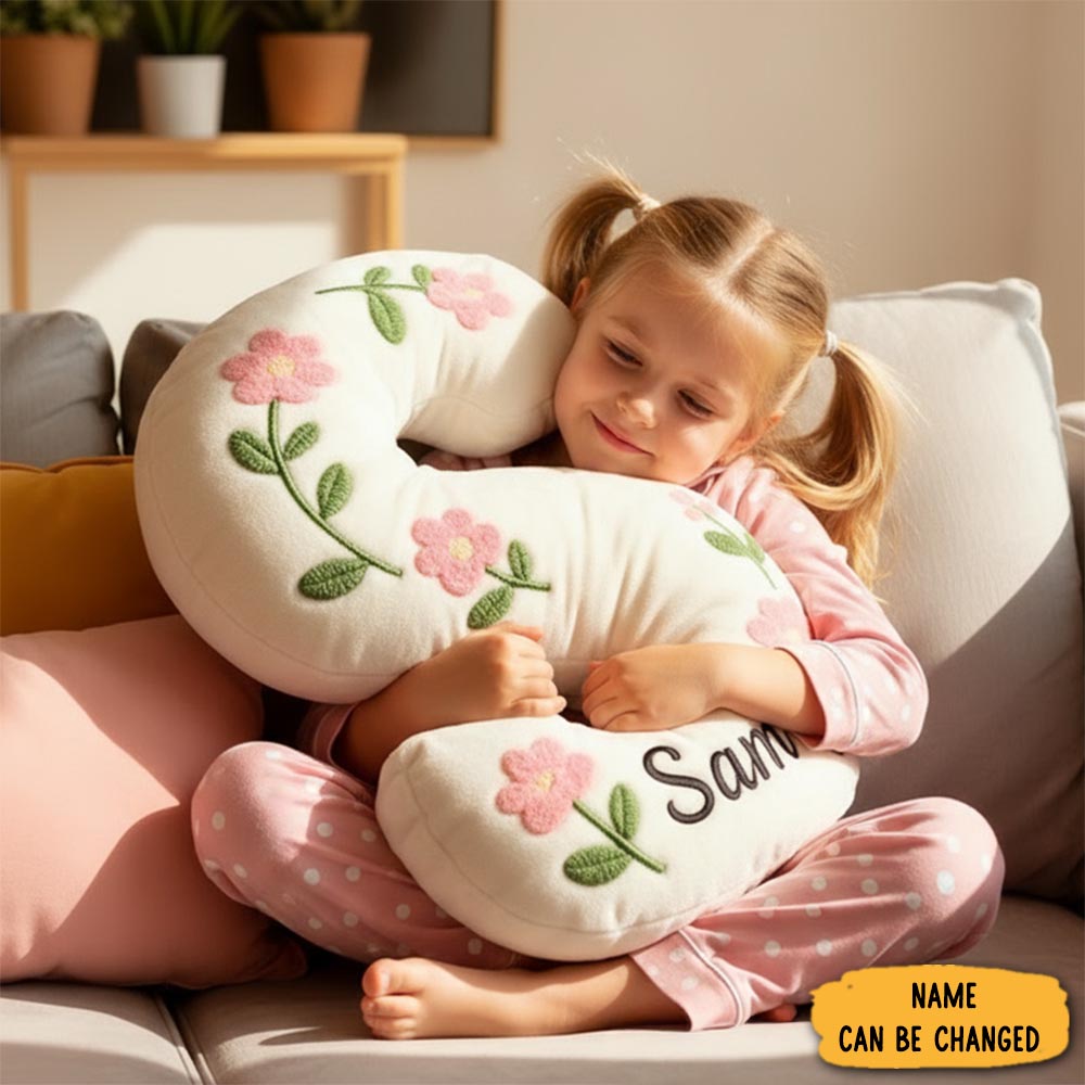 Personalized Cute Flower Letter Pillow Graphic 3d Print Flower Name Pillow For Kids Family Gardening Lover Gift