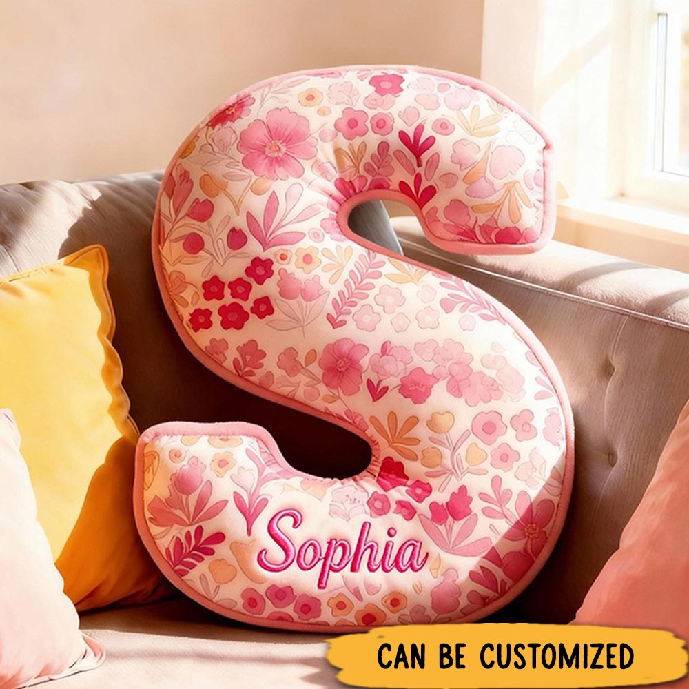 Personalized Cute Flower Letter Pillow with Name Graphic 3D Print Custom Double Sided Pillow Gift for Kids