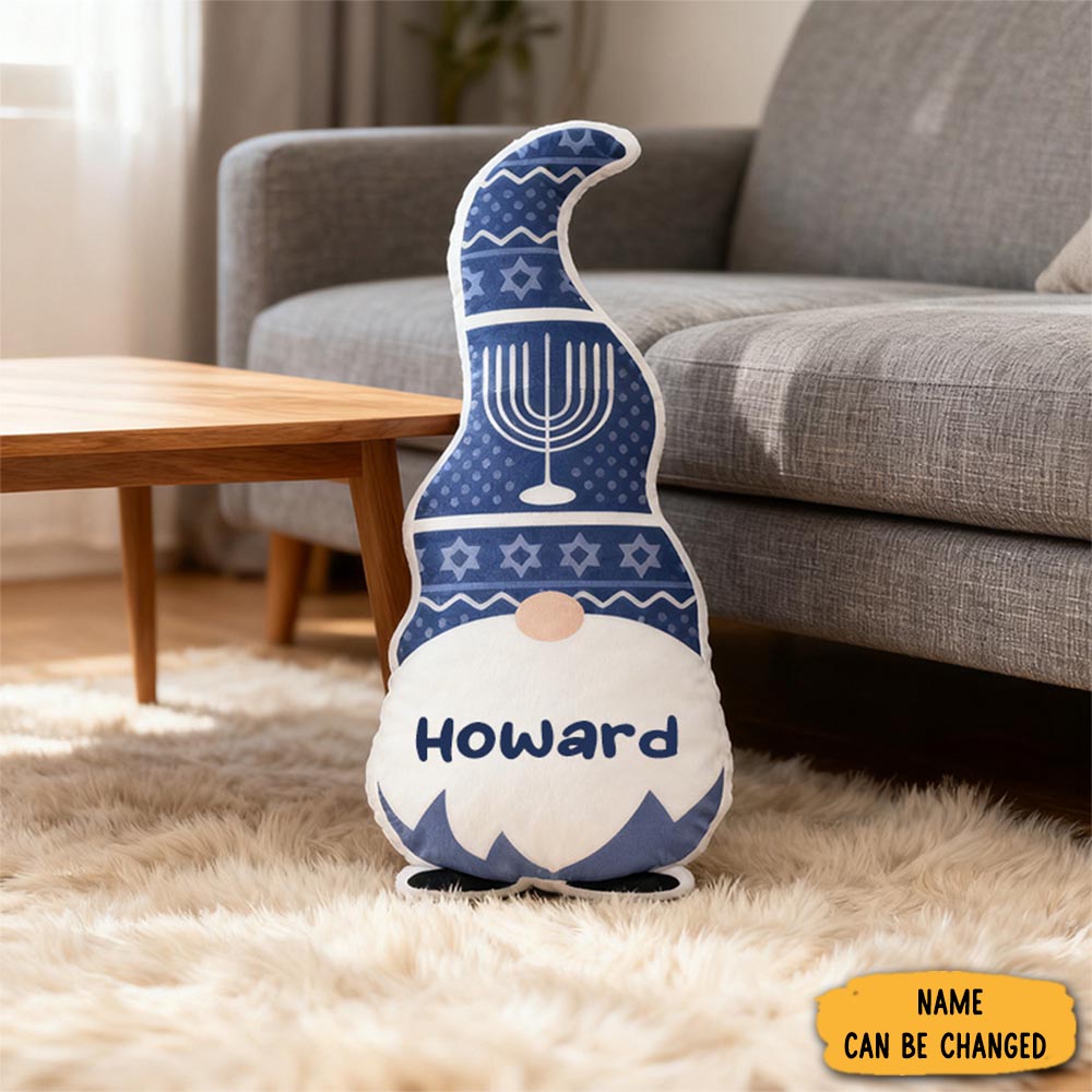Personalized Cute Hanukkah Gnome Pillow With Custom Name Home Decor Star Of David Menorah Dreidel Pillow Happy Hanukkah Gift For Jewish Family