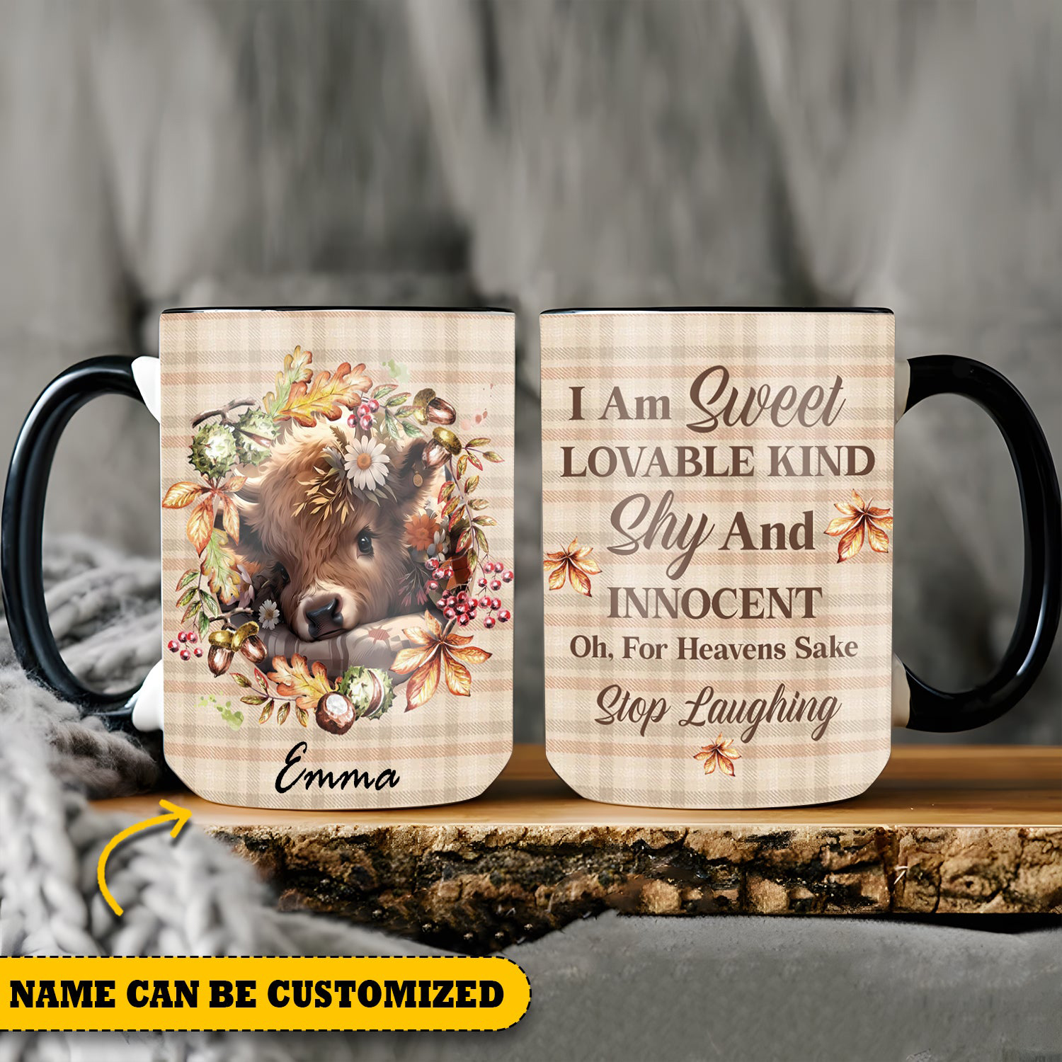 Personalized Cute Highland Cow Mug I Am Sweet Lovable Kind Drinking Cup Gifts