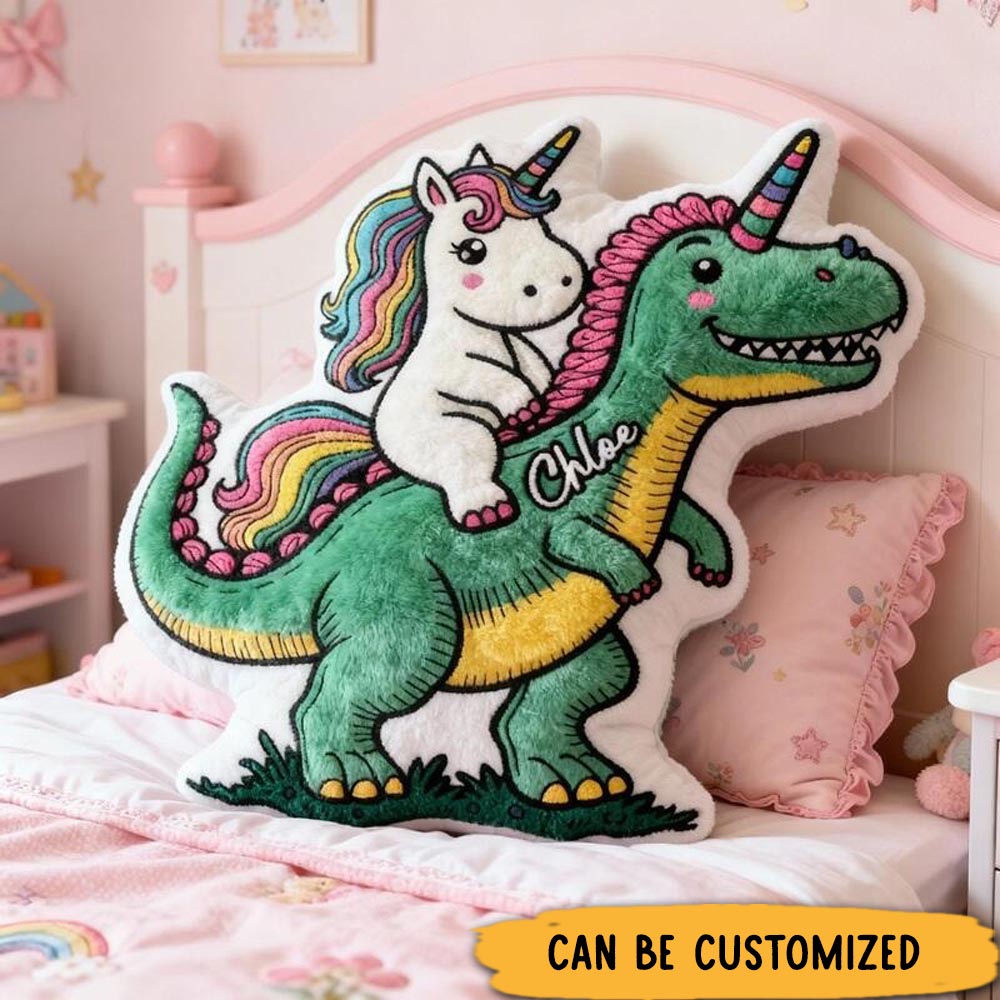 Personalized Cute Horse and Dinosaur with Name Graphic 3D Print Pillow Christmas Gift for Kids or Baby Birthday Gifts