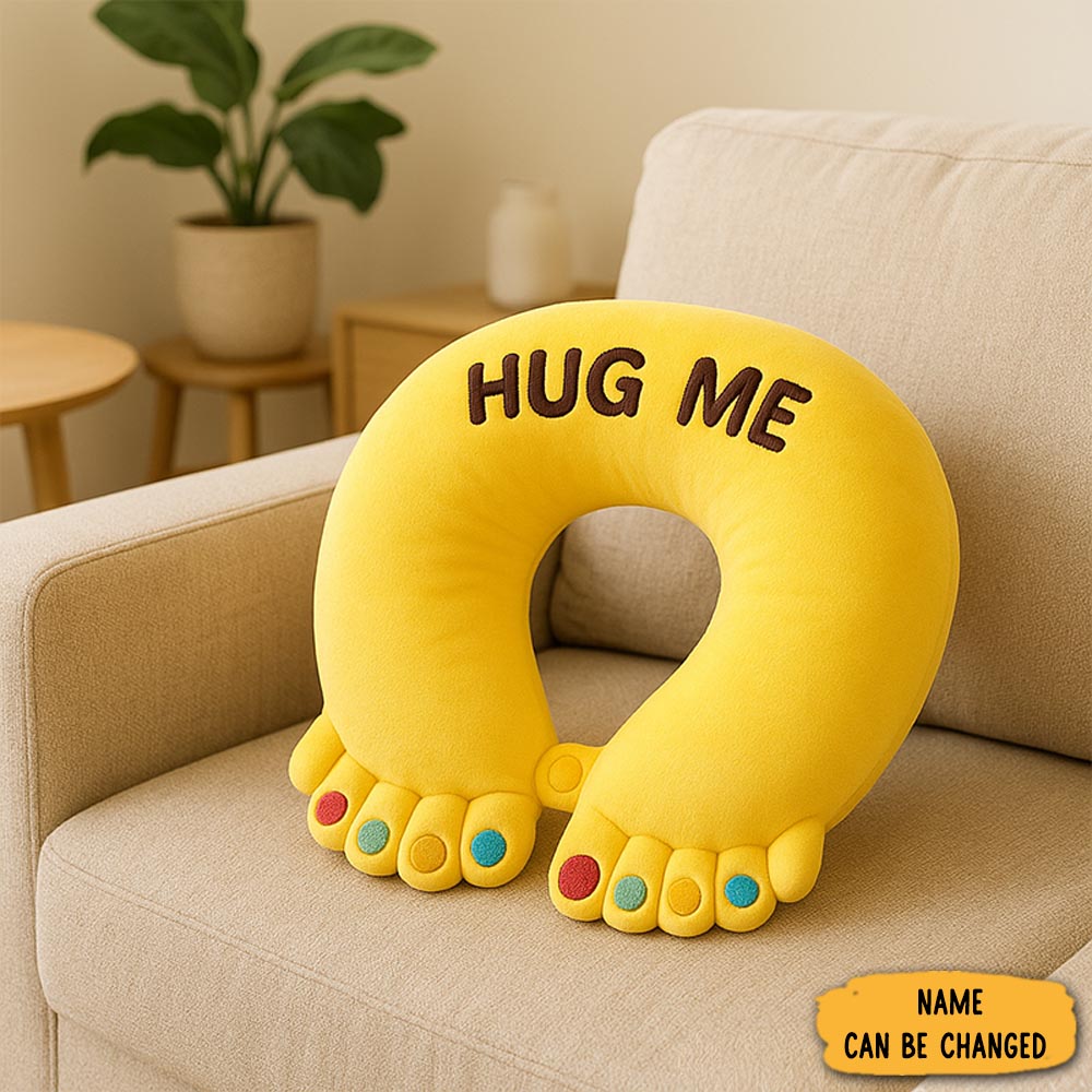 Personalized Cute Hug Me Throw Pillow Neck Pillow U Shaped Pillow Funny Travel Pillow With Feet Design Gift For Kids Adults