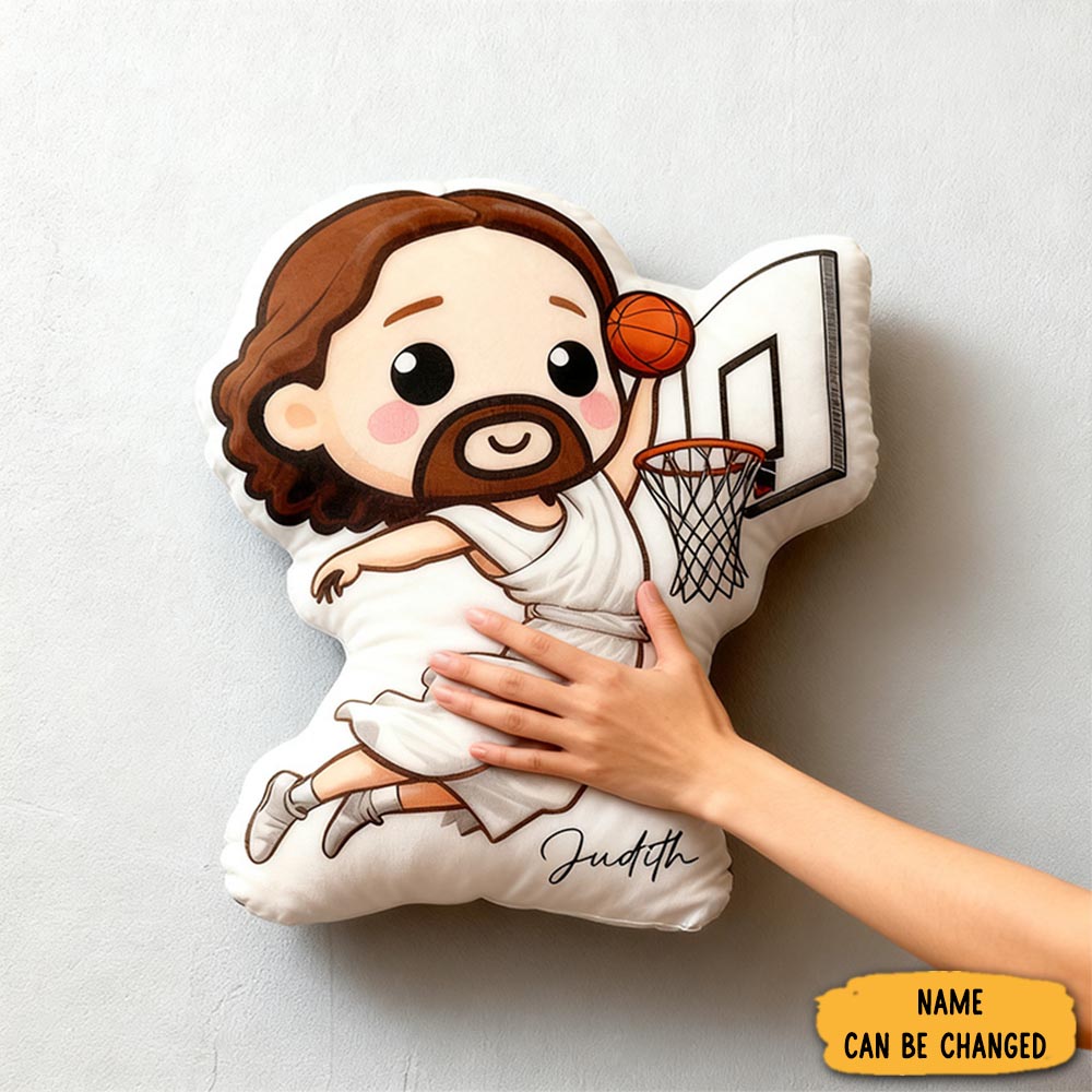 Personalized Cute Jesus Play Basketball He Is Rizzin Pillow With Name Home Decor Christian Humor Pillow For Kids Religious Gift For Basketball Lover