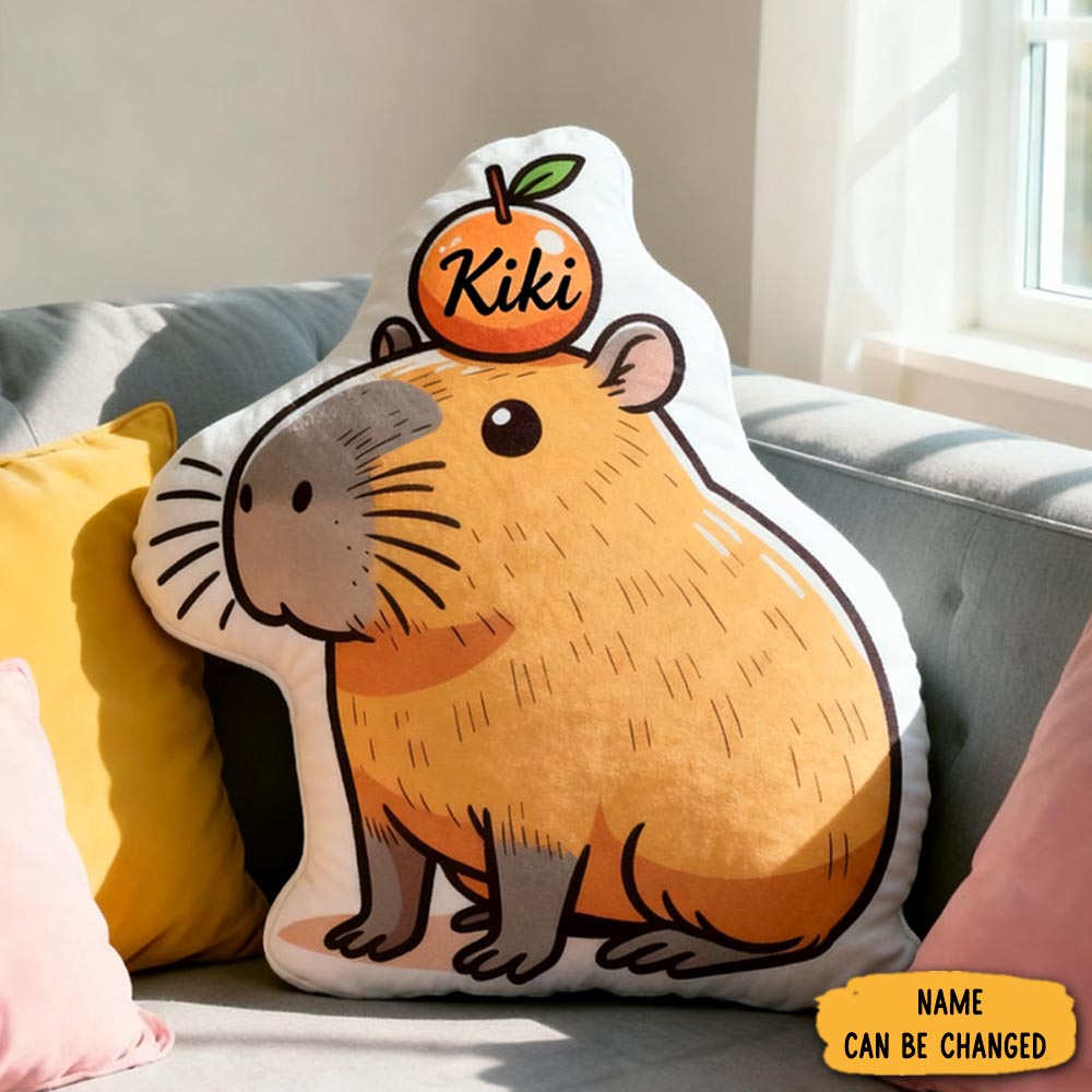 Personalized Cute Kapibala Capybara Initial Name Pillow Christmas Gift For Kids