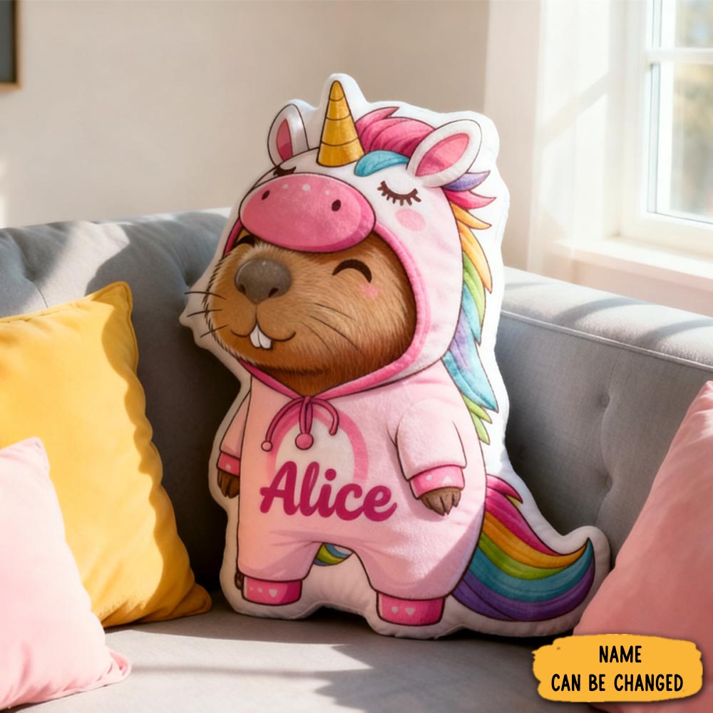 Personalized Cute Kapibala Capybara Initial Name Pillow Christmas Gift For Kids Family