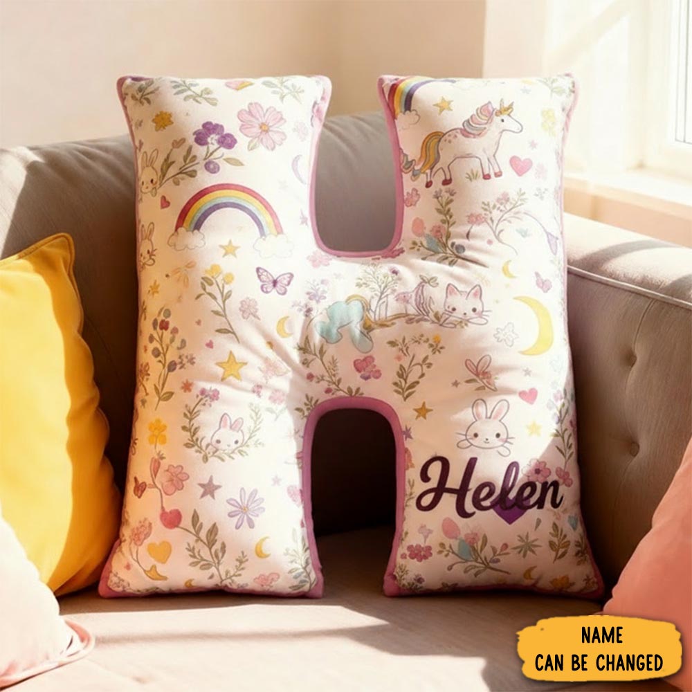 Personalized Cute Letter Pillow Graphic 3d Print Pillow Custom Name Pillow For Kids Gardening Lovers Gift-1