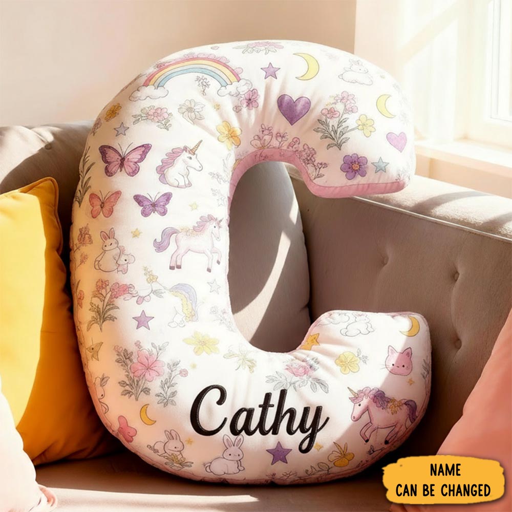 Personalized Cute Letter Pillow Graphic 3d Print Pillow Custom Name Pillow For Kids Gardening Lovers Gift