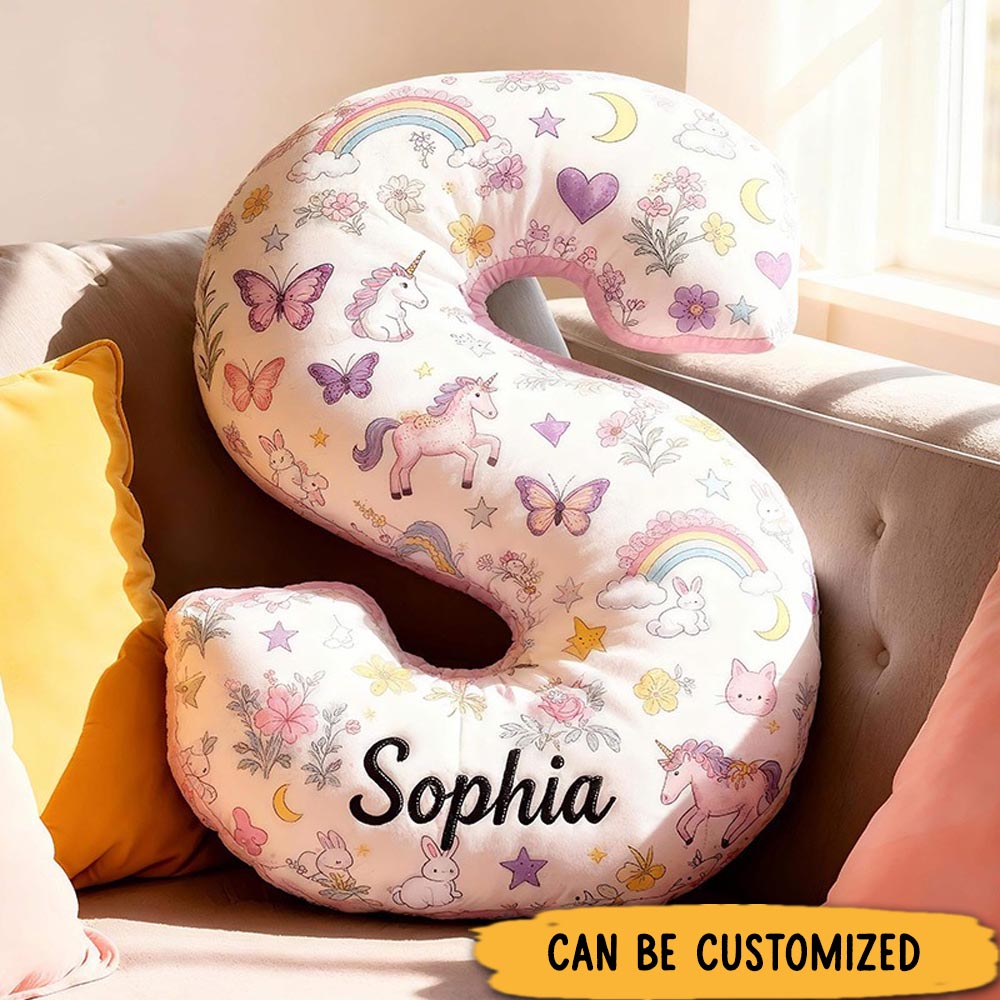 Personalized Cute Letter Pillow Graphic 3D Print Pillow Custom Name Pillow for Kids Gardening Lovers Gift