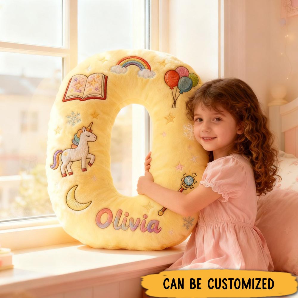 Personalized Cute Letter Pillow with Rainbow Balloons Magic Wand Magic Book for a Colorful Design Graphic 3D Print Pillow Christmas Gift