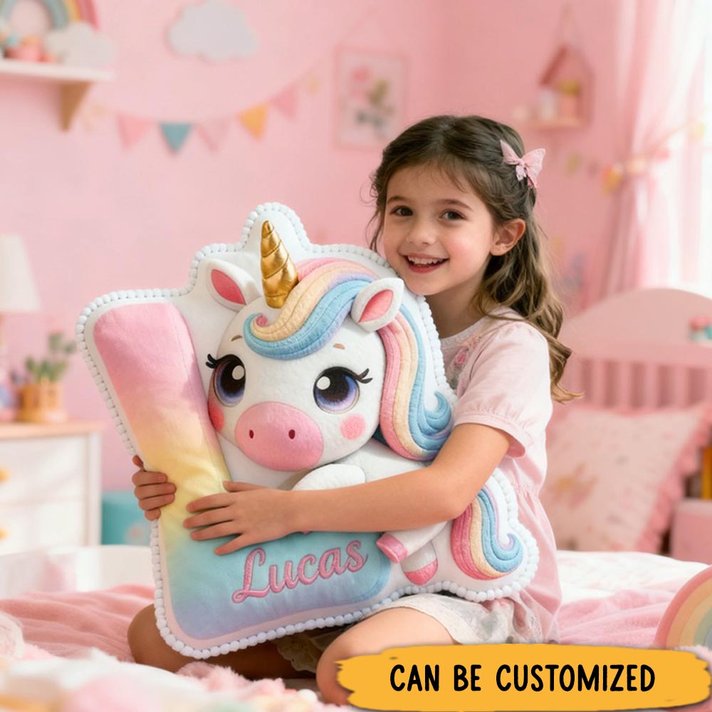 Personalized Cute Pink Dream Horse with Name Graphic 3D Print Pillow Christmas Gift for Kids