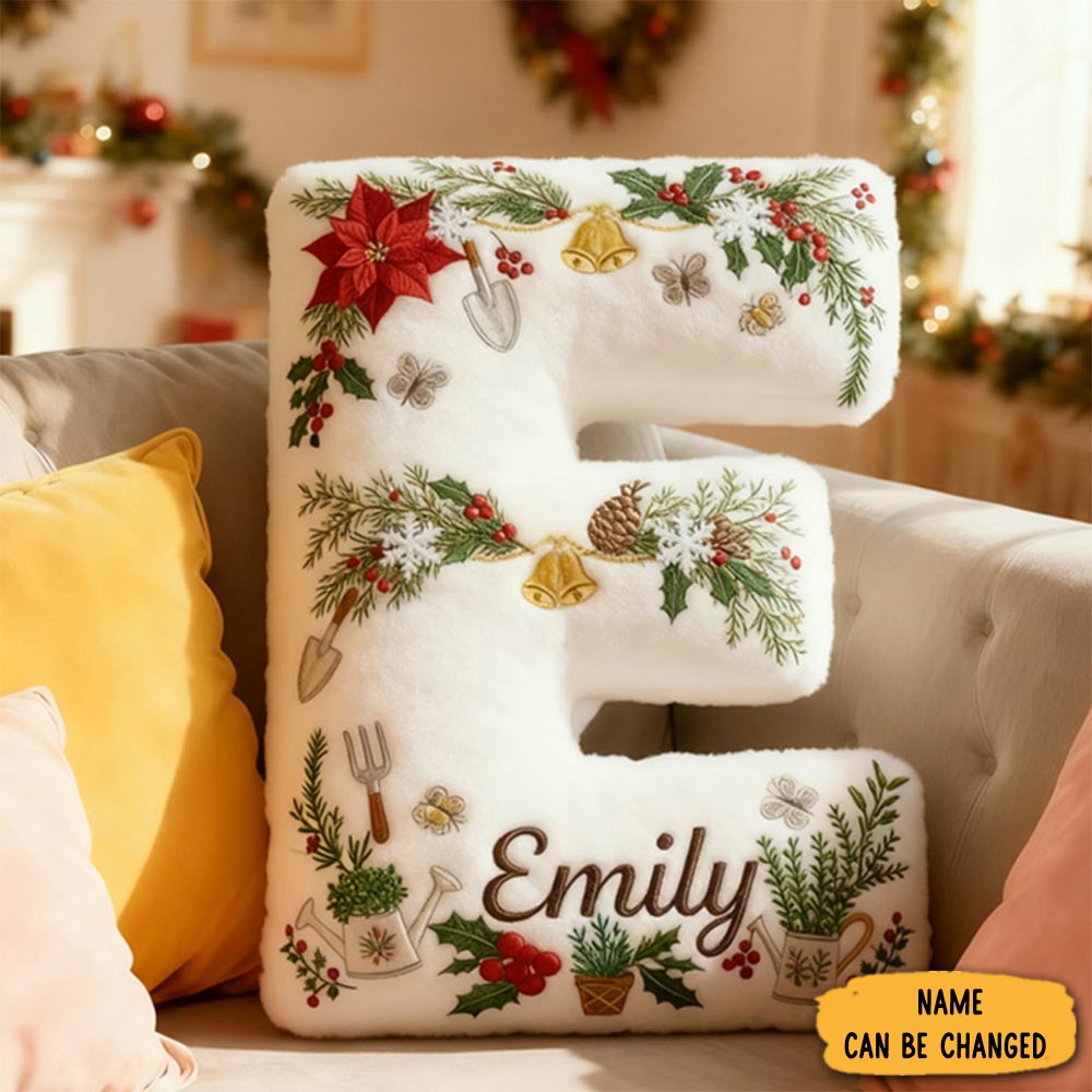 Personalized Cute Plants Letter Pillow Graphic 3d Print Pillow Custom Name Design Pillow For Kids Family Gardening Lover Gift Christmas Gift