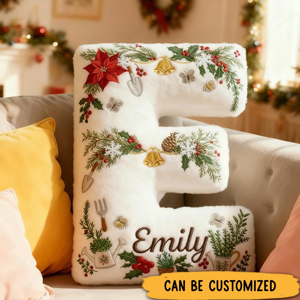 Personalized Cute Plants Letter Pillow Graphic 3D Print Pillow Custom Name Design Pillow for Kids Family Gardening Lover Gift Christmas Gift