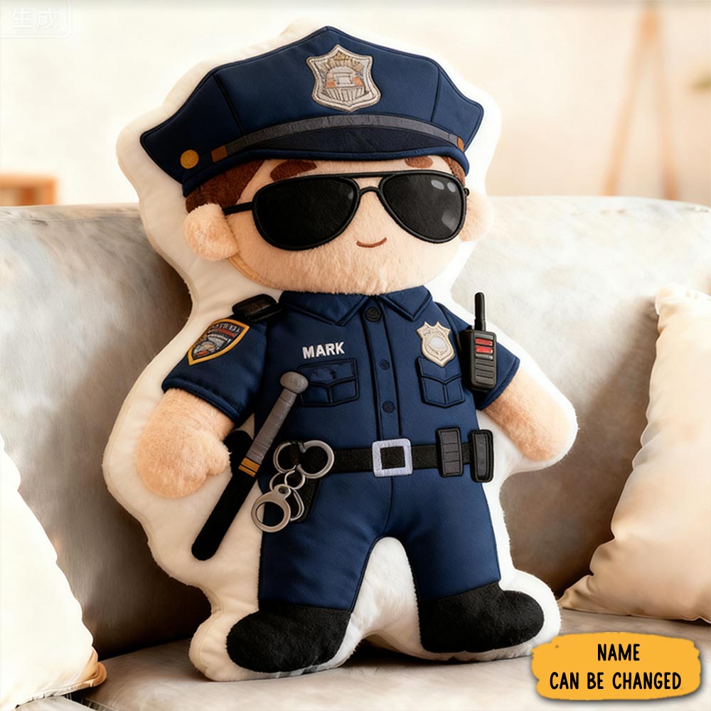 Personalized Cute Policeman Pillow With Custom Name Graphic 3d Print Pillow