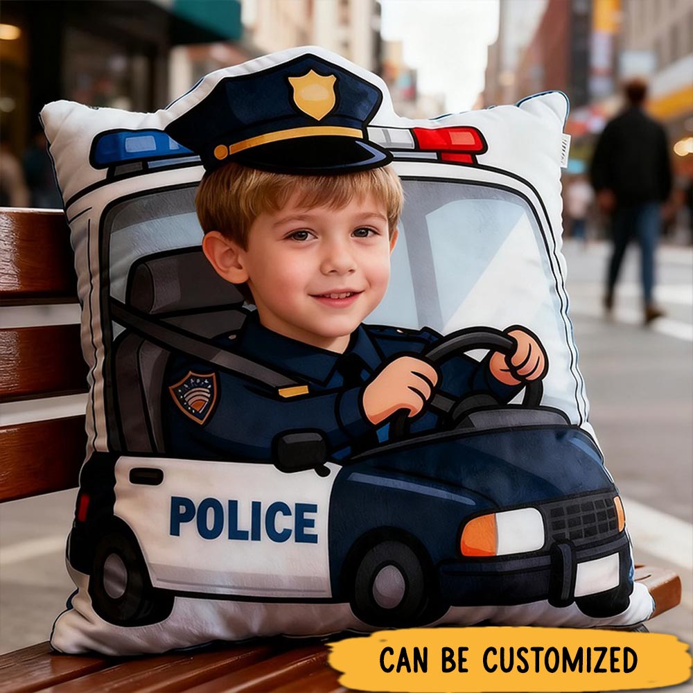 Personalized Cute Policeman Pillow with Custom Photo Graphic 3D Print Pillow Cartoon Police Officer Pillow