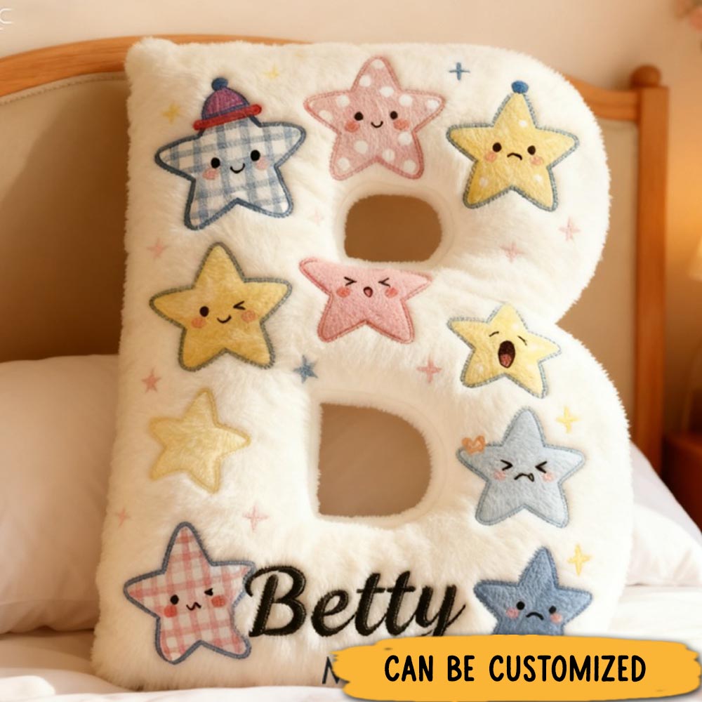 Personalized Cute Star-Shaped Alphabet Pillows 3D Printed Design