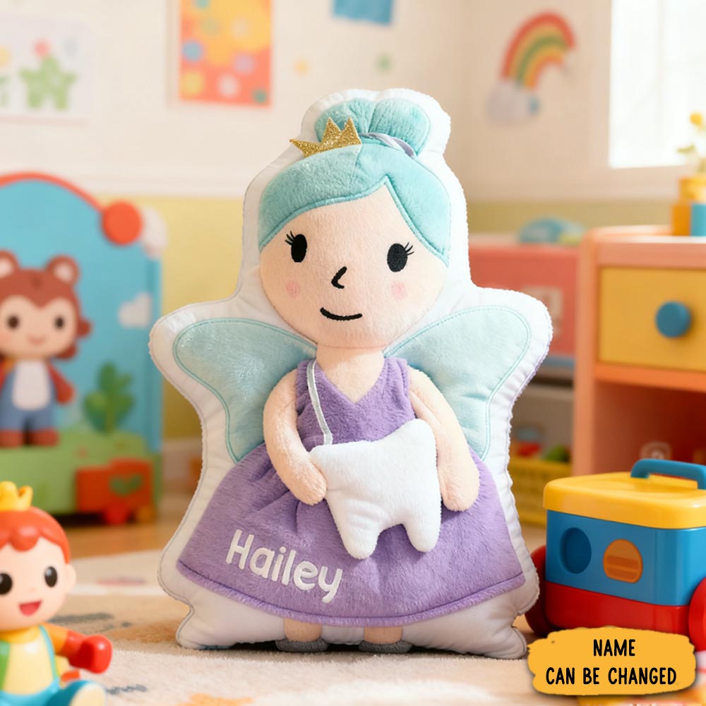 Personalized Cute Tooth Fairy Initial Name Pillow Christmas Gift For Kids Family