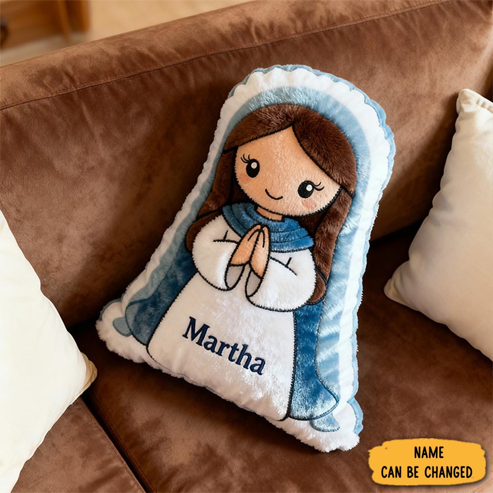 Personalized Cute Virgin Mary Pillow With Custom Name Home Decor Christian Pillow For Kids Or Adults Religious Gift Prayer Corner Faith Gift