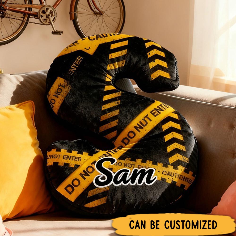 Personalized Cycling Caution Letter Pillow Graphic 3D Print Funny Letter Pillow Name Pillow Comfortable Travel Cushion for Bikers Riders Riding Lovers
