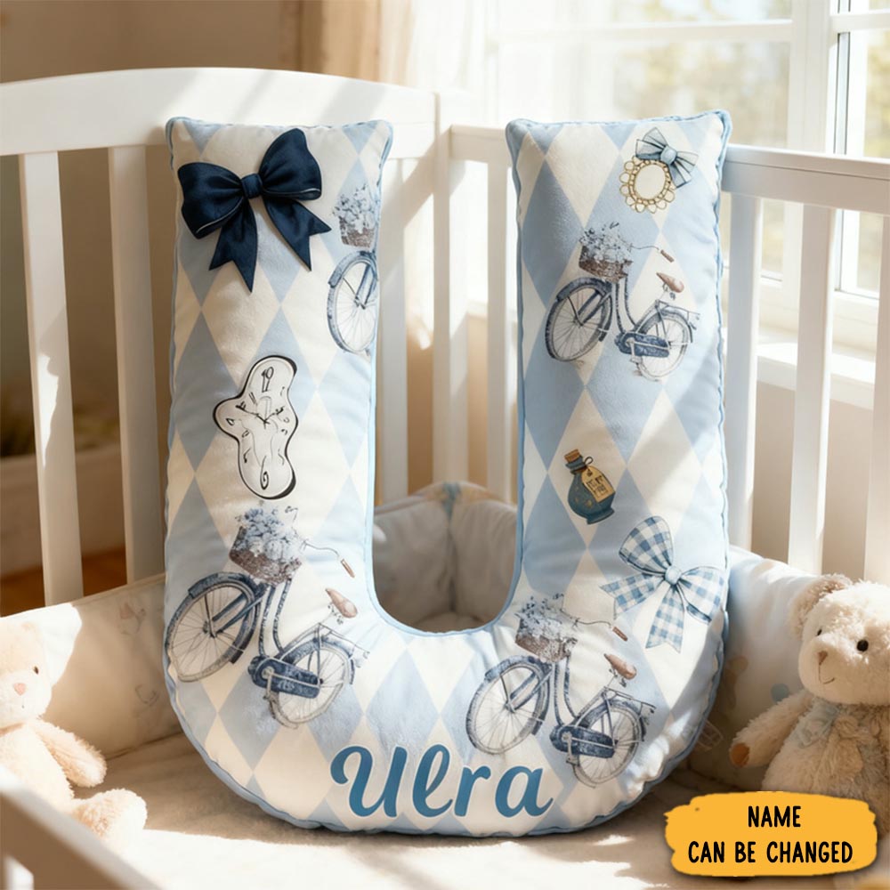 Personalized Cycling Dream Letter Pillow Graphic 3d Print Bow Letter Pillow Name Pillow Comfortable Travel Cushion For Riders Riding Lovers