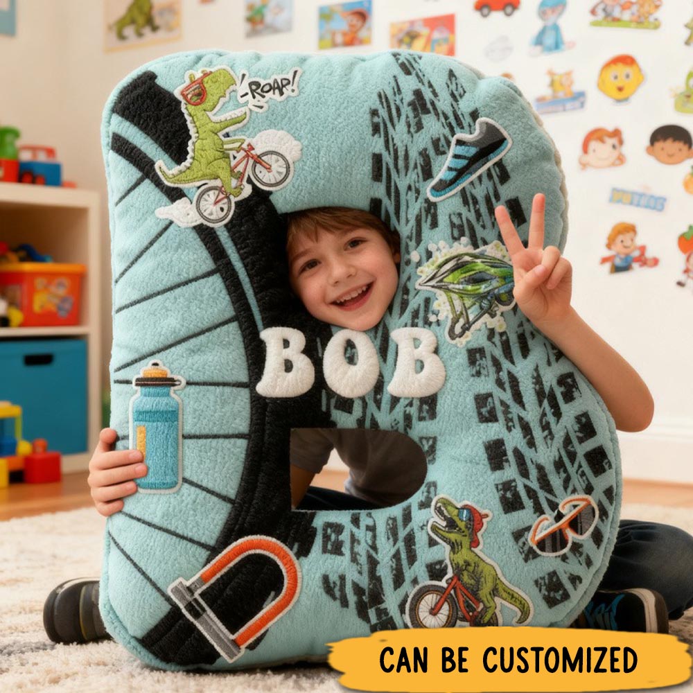 Personalized Cycling Letter Pillow Funny Letter Pillow Custom Name Pillow Comfortable Travel Cushion for Riders Riding Lovers