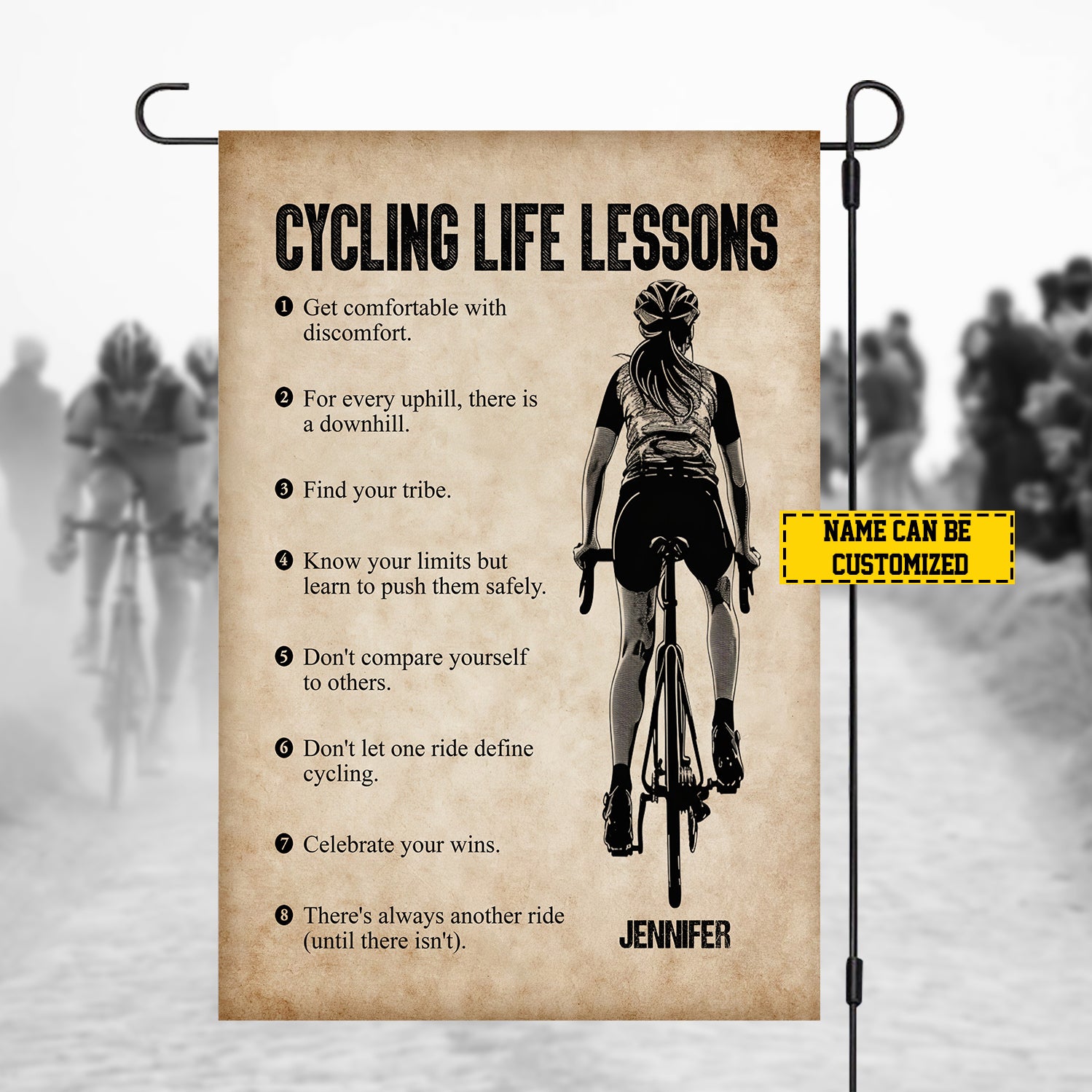 Personalized Cycling Life Lessons Flag Outdoor Decor Yard Decor Gift For Cycling Lovers