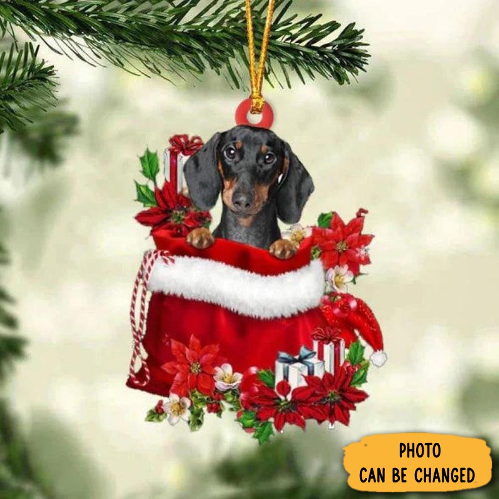 Personalized Dachshund In Gift Bag Christmas Ornament Sweet Ornament Gift For Couples