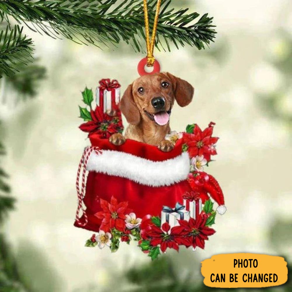 Personalized Dachshund In Gift Bag Christmas Ornament Unique Ornament Gift For Friends