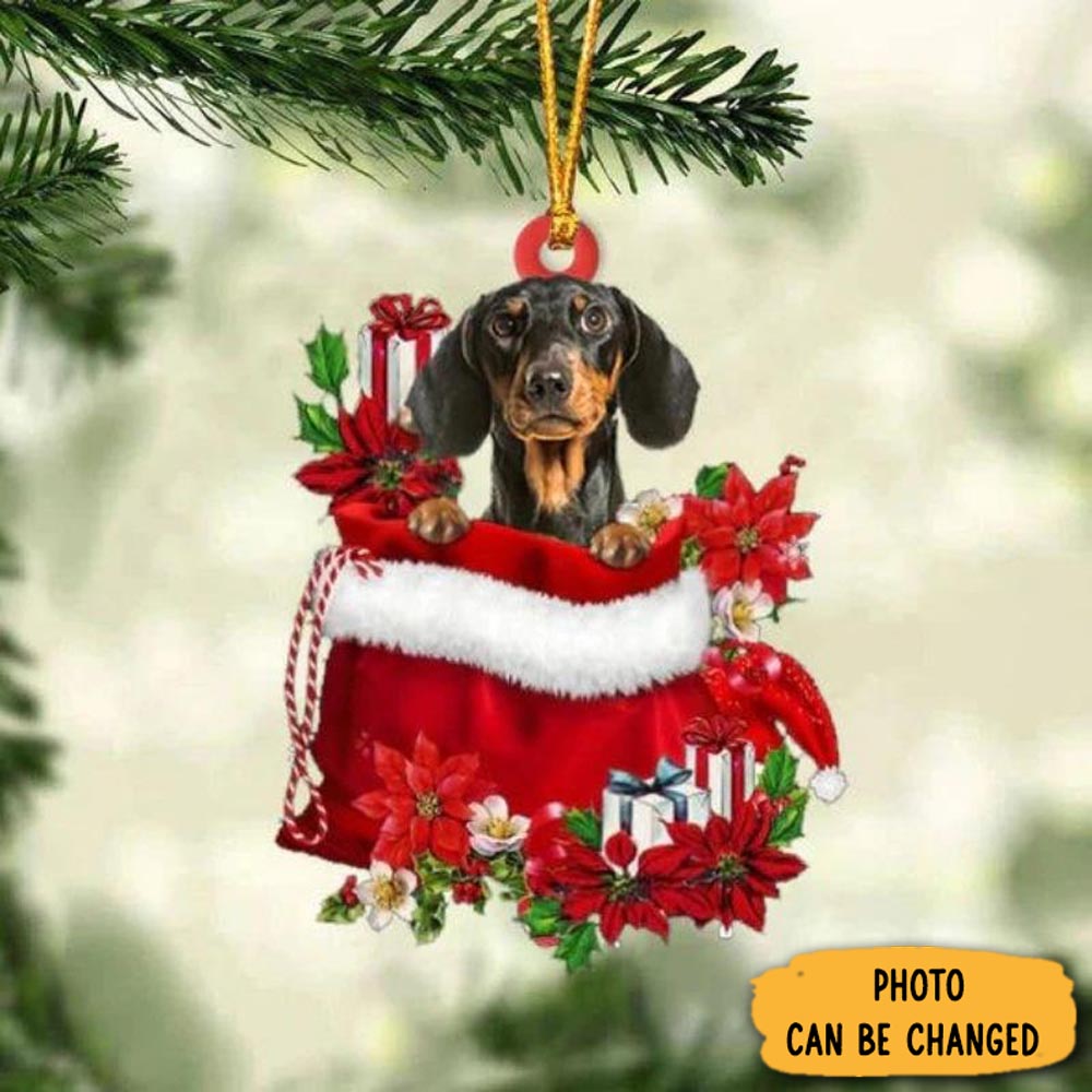 Personalized Dachshund In Gift Bag Christmas Ornament Warm Ornament Gift For Family