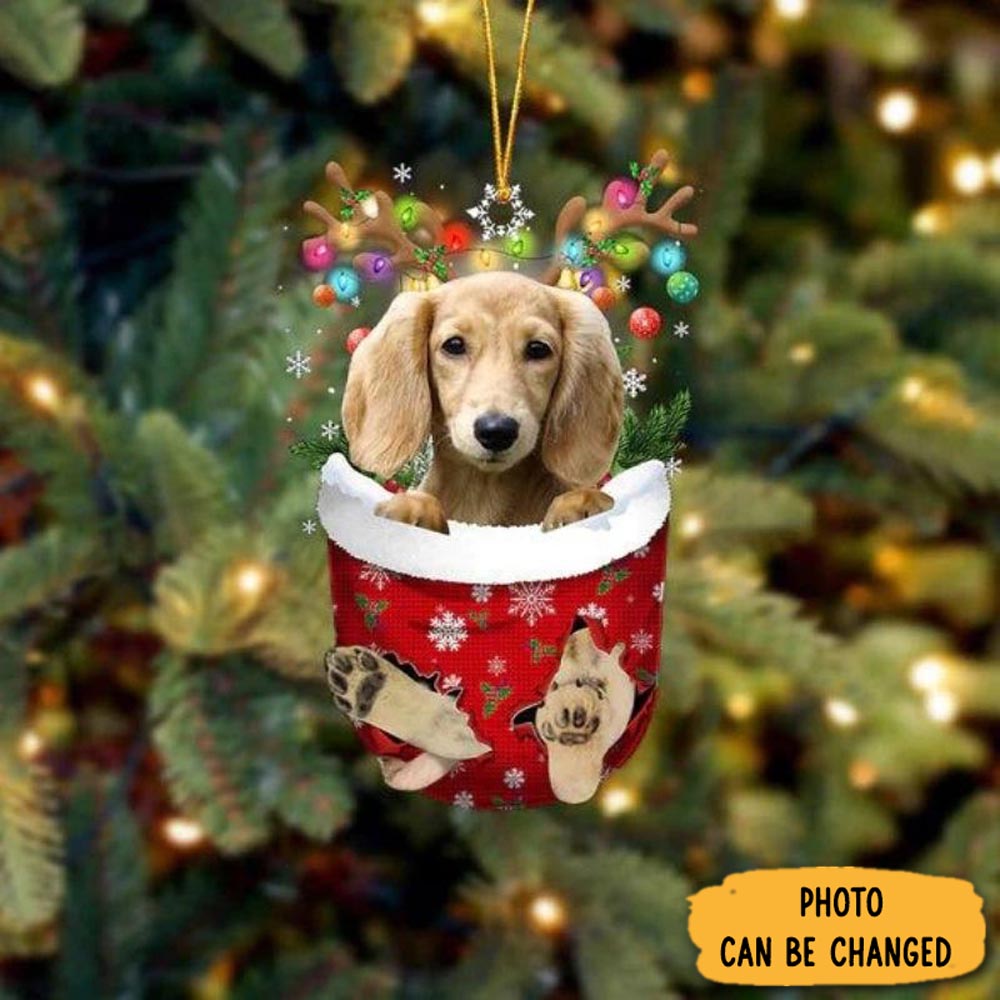 Personalized Dachshund In Snow Pocket Christmas Ornament Charming Christmas Ornament Gift Idea