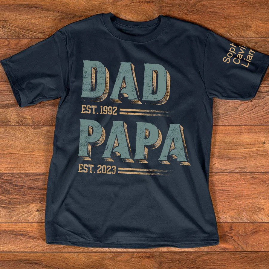Personalized Dad Papa T Shirt Est Years Family Legacy Graphic Fathers Day Gift for Dad