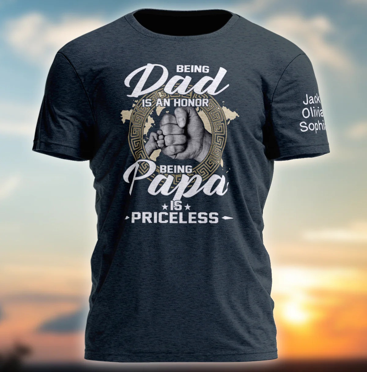 Personalized Dad Papa T Shirt Honor Priceless Family Names Special Fathers Day Gift for Dad