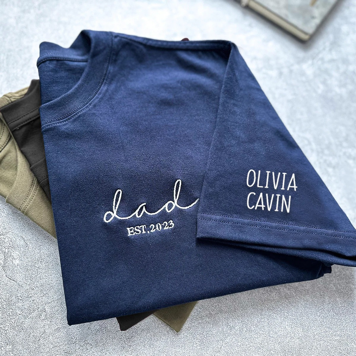 Personalized Dad T Shirt Est 2025 Script Name Minimal Special Fathers Day Gift for Dad