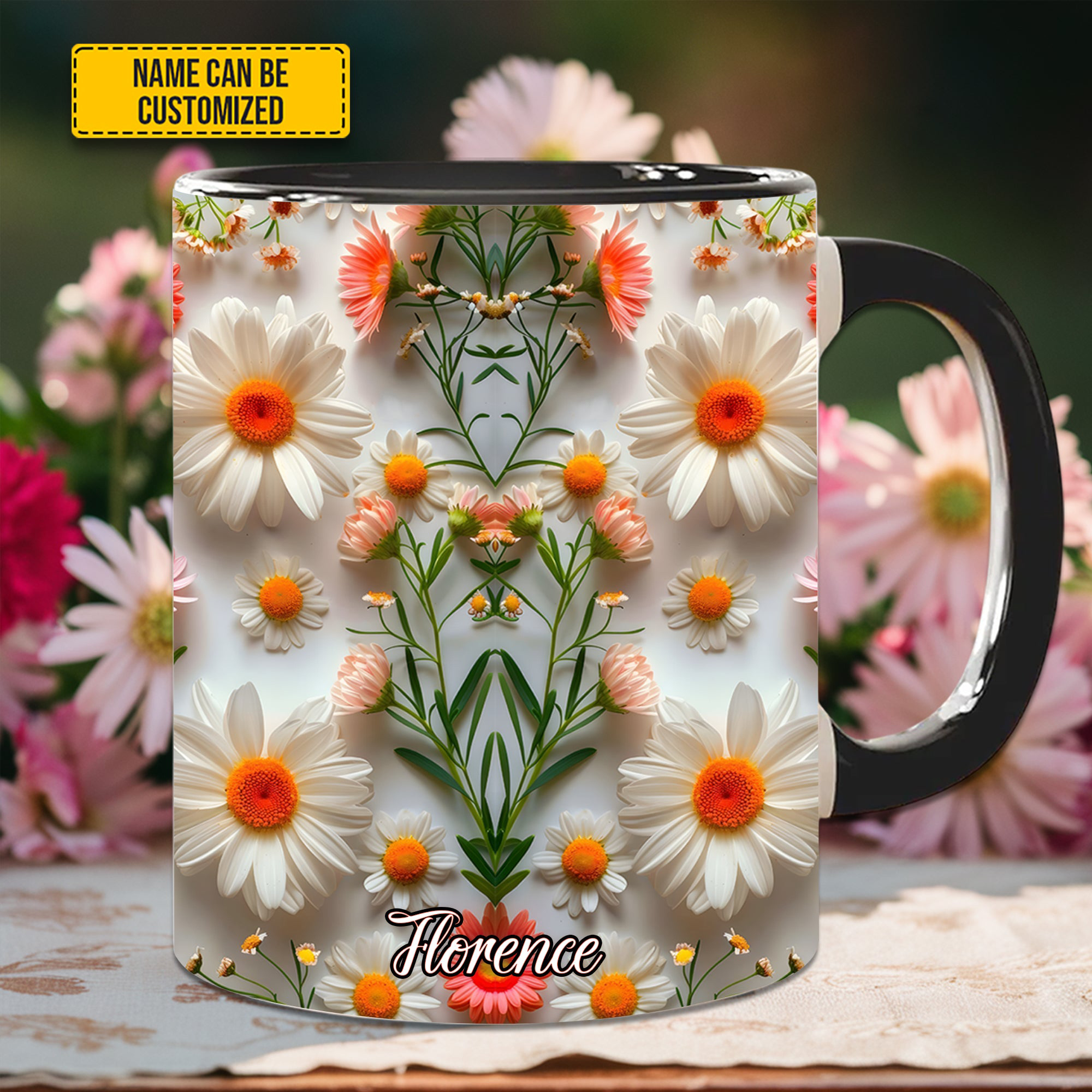 Personalized Daisy Flower Mug Flower Coffee Mug Perfect Gifts For Daisy Lovers