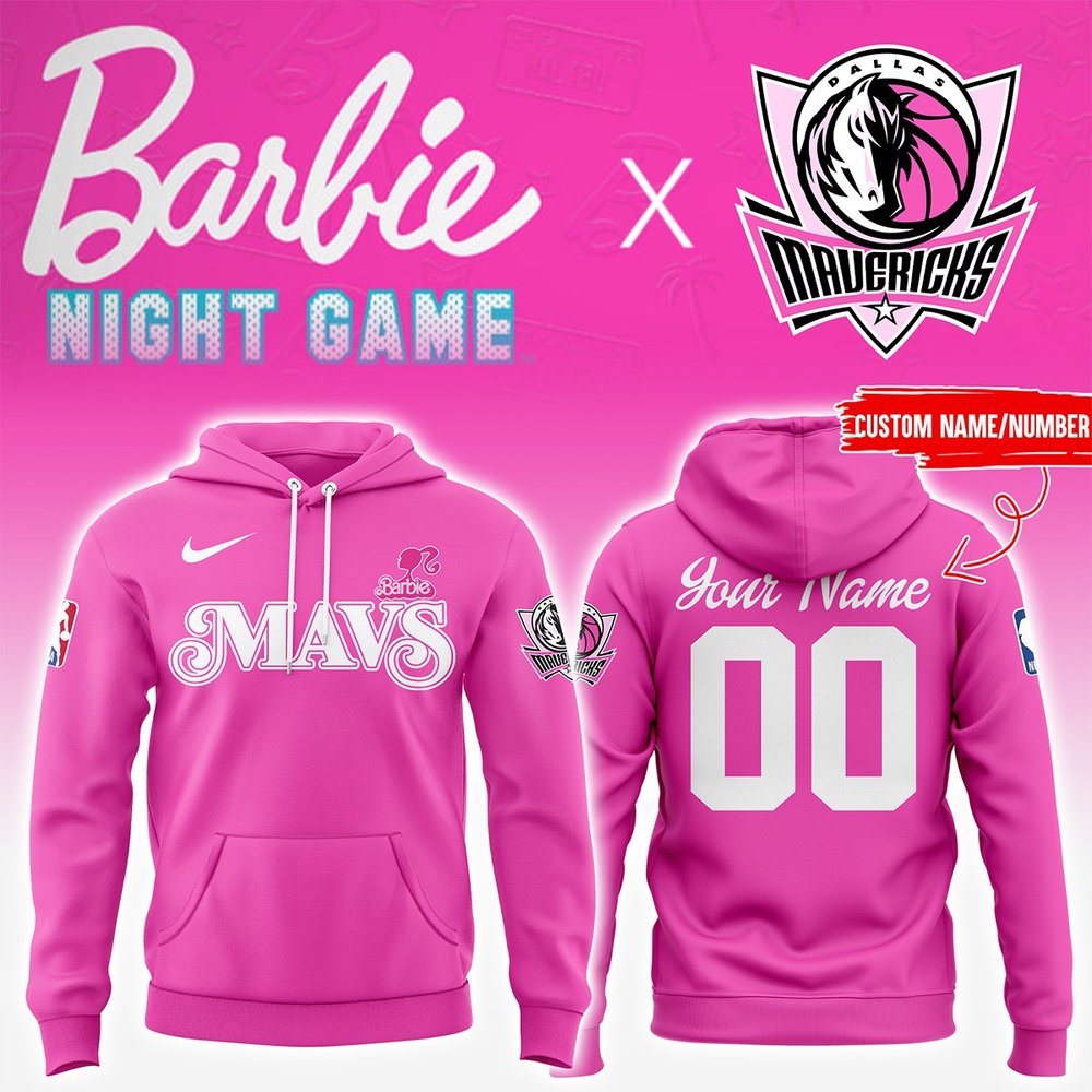 Personalized Dallas Mavericks x Barbie Night Hoodie Dallas Mavericks Merch Best Gifts For Basketball Fans