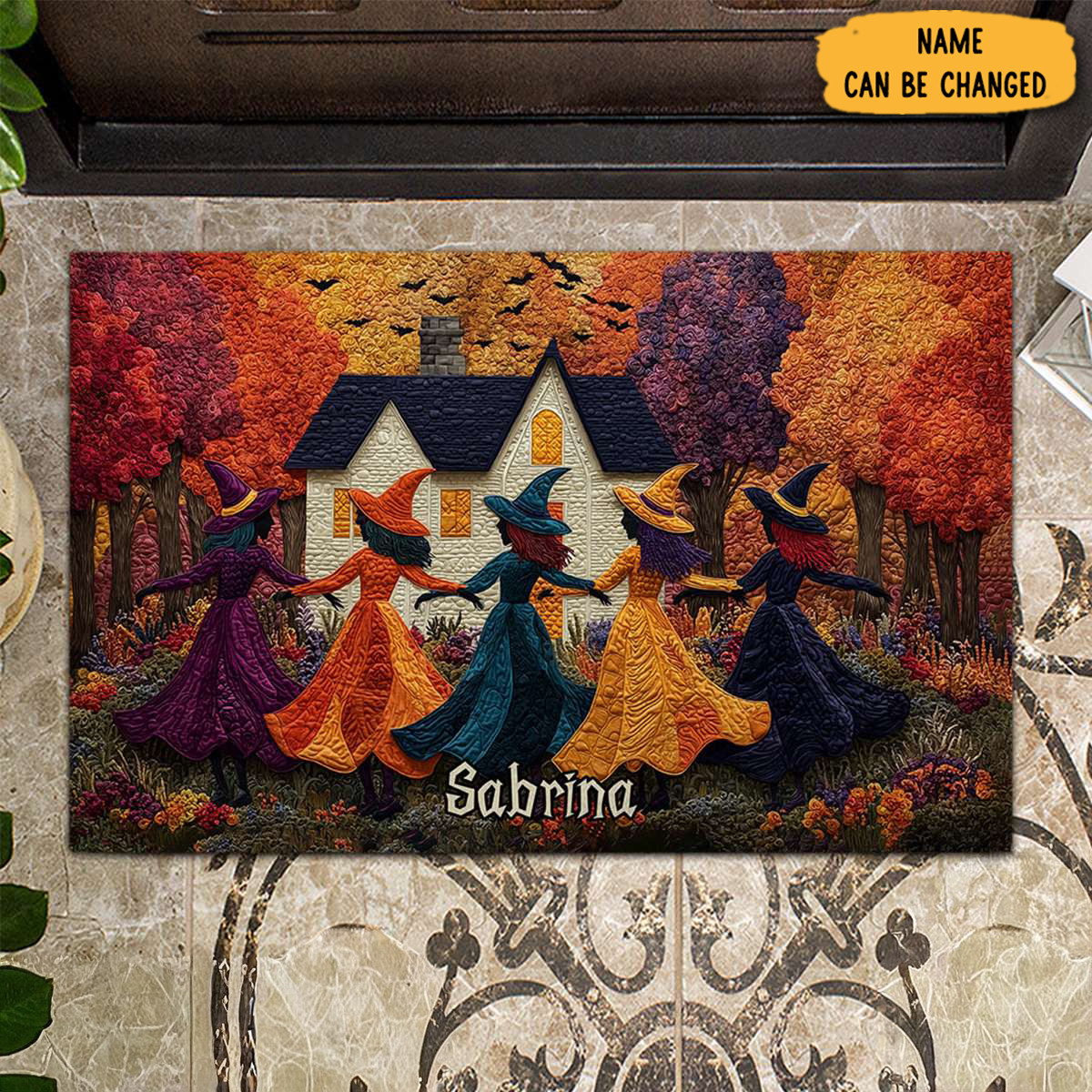 Personalized Dancing Witches Doormat Home Entrance Decor Ideas Witchy Gift Ideas