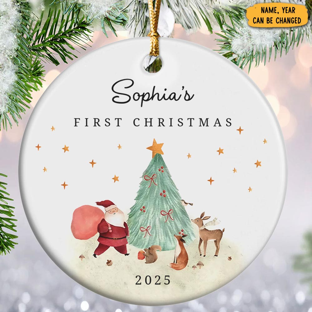 Personalized Deer First Christmas Ornament Holiday Decor Funny Secret Santa Gifts
