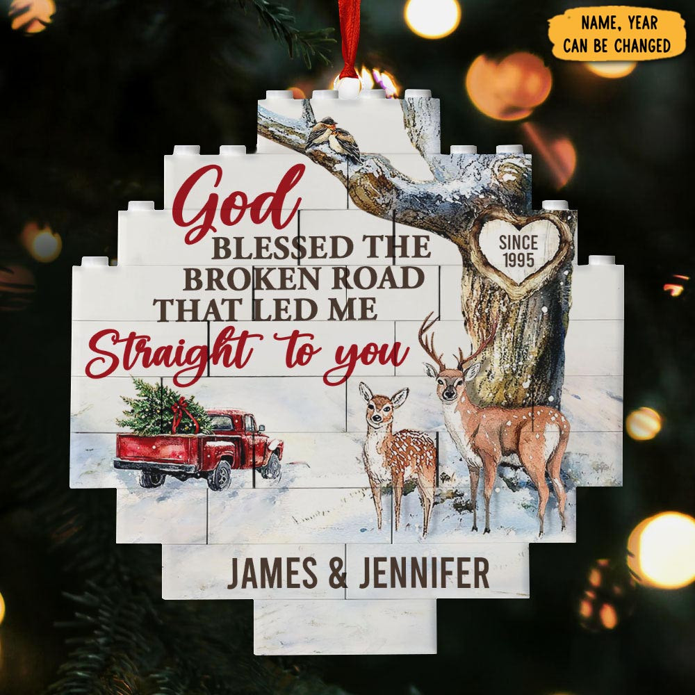 Personalized Deer God Bless The Broken Road Christmas Ornament Anniversary Ornament Gifts