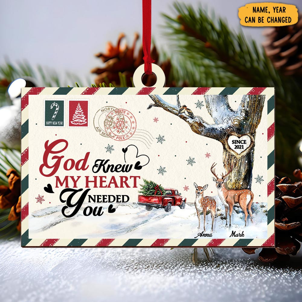 Personalized Deer God Knew My Heart Needed You Christmas Ornament Xmas Gifts For Him