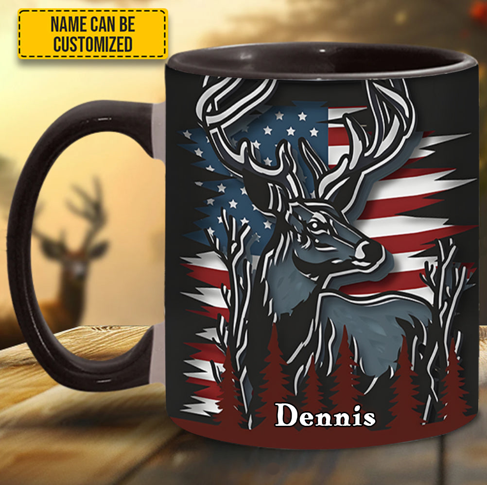 Personalized Deer Usa Flag Mug Hunting Mug Wild Animal Themed Christmas Gifts Ideas