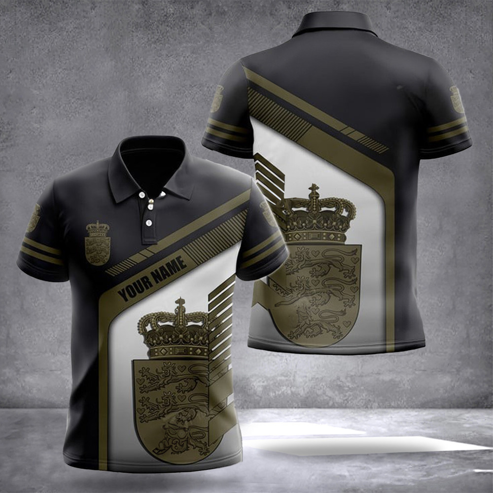 Personalized Denmark Coat Of Arms Polo Shirt Danish Coats Of Arms Emblem Polo
