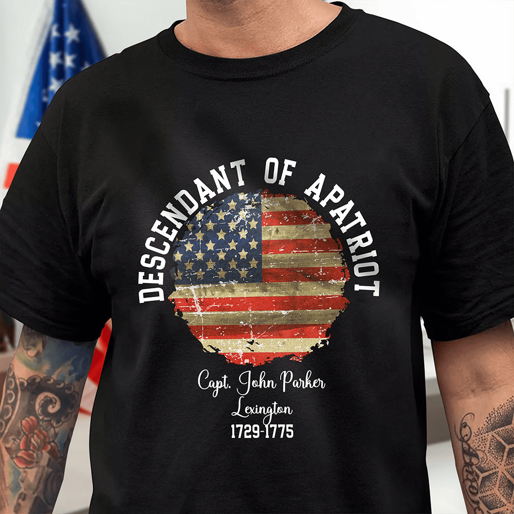 Personalized Descendant Of A Patriot T-Shirt America's Birthday Clothes Gift For Him