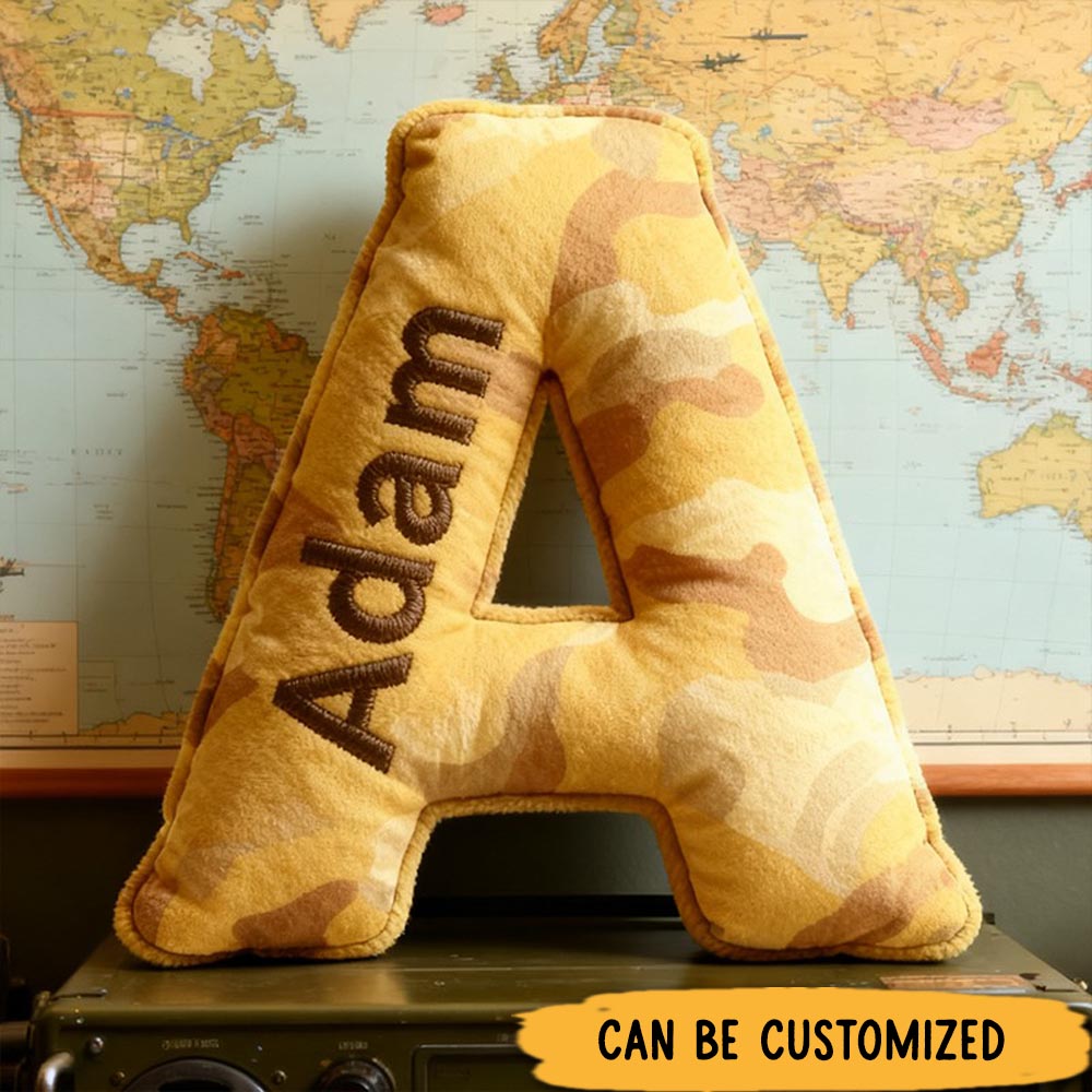 Personalized Desert Camouflage Pillow Custom Name 3D Graphic Print Cushion Gift for Polices and Military Enthusiast