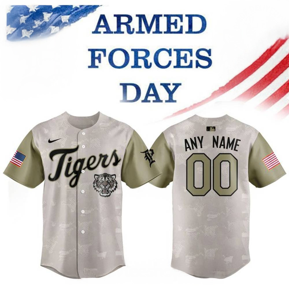 Personalized Detroit Tigers 2025 Armed Forces Day Camo Baseball Jersey Gift For Tigers Fans