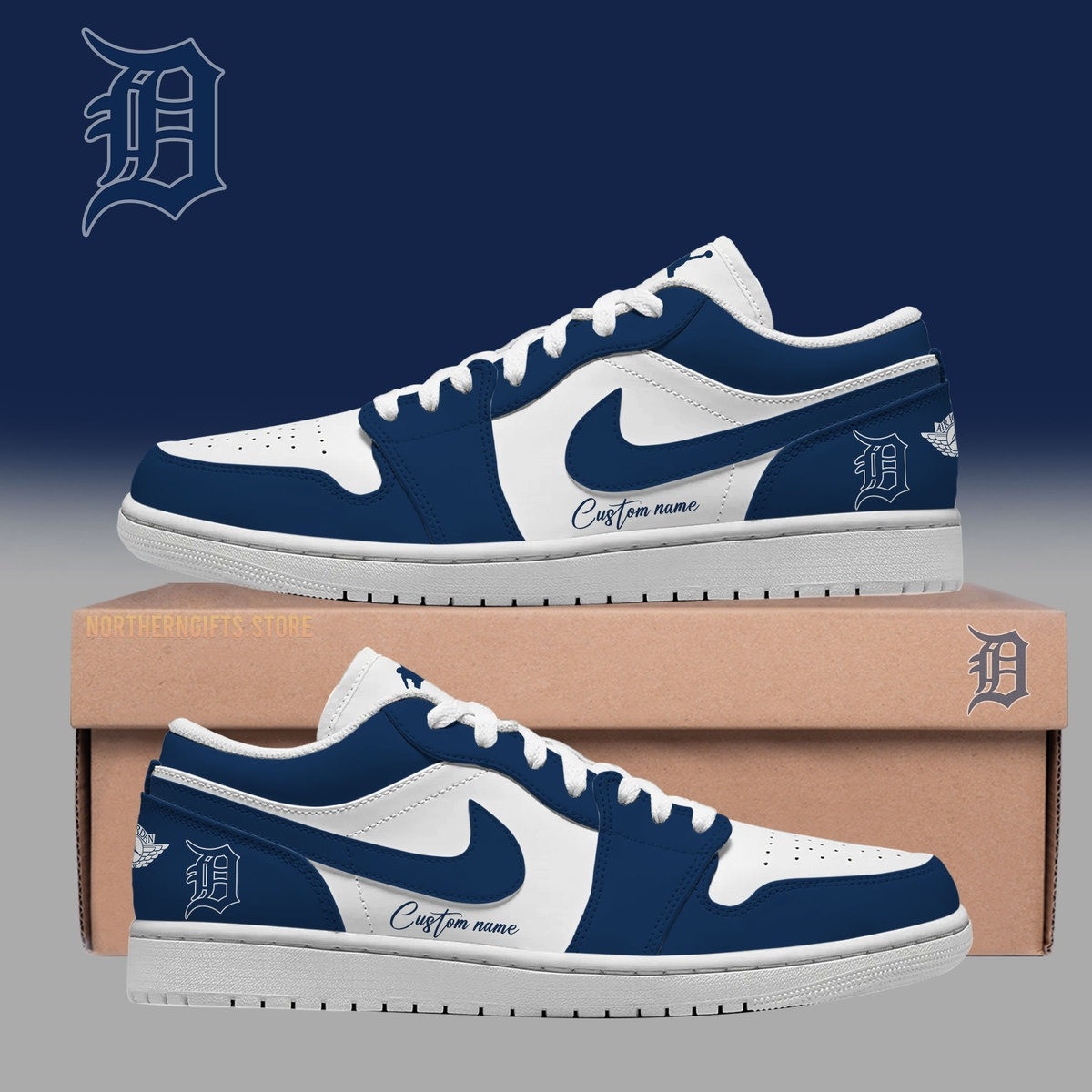 Personalized Detroit Tigers Low Top Air Jordan 1 Shoes Merchandise Sneakers Gifts For Fans