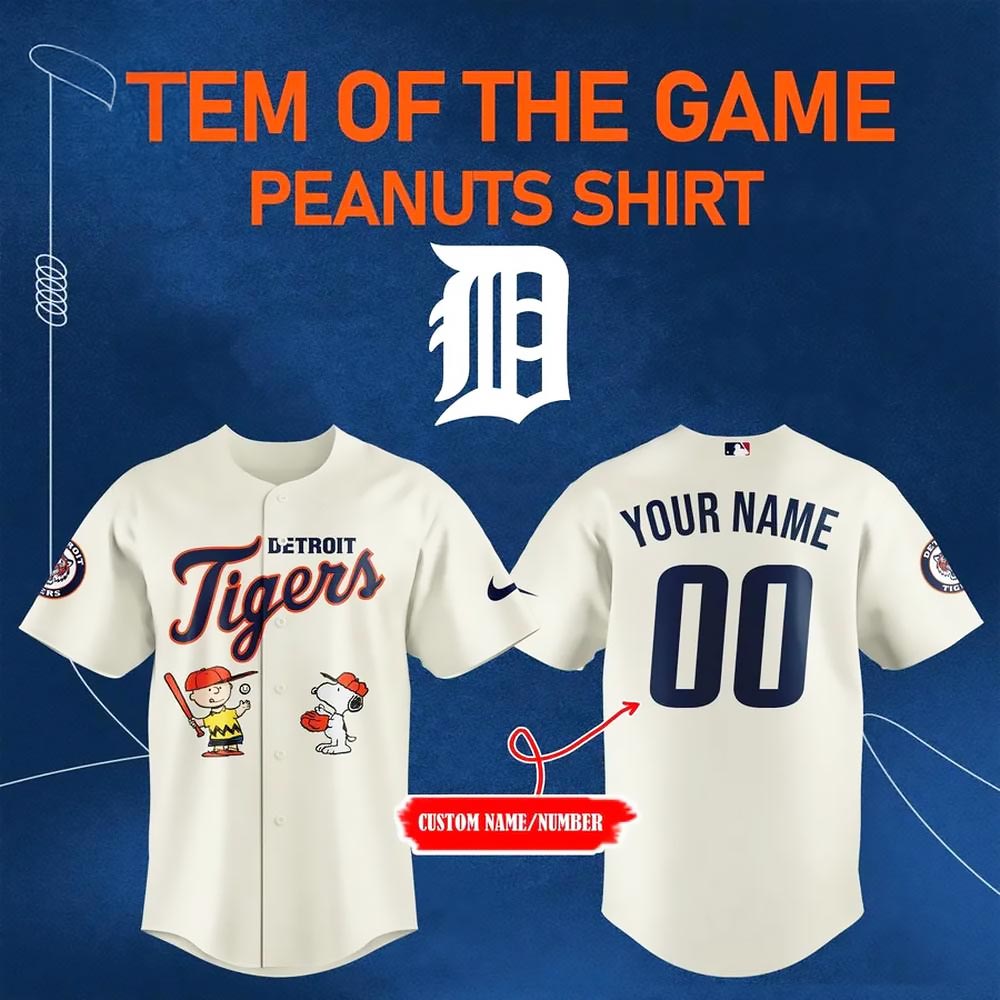 Personalized Detroit Tigers x Peanuts Personalized Baseball Jersey Best Gift For Fans