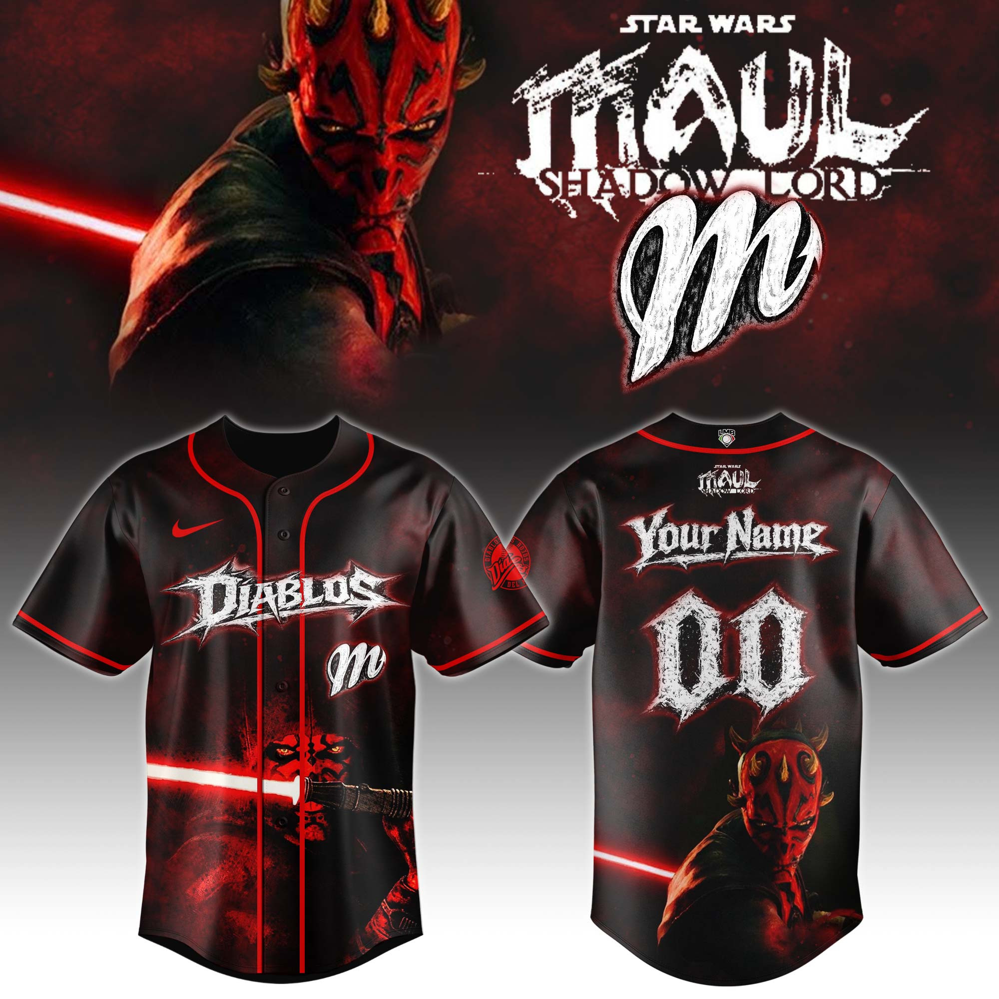 Personalized Diablos Rojos Del Mexico x Star Wars Jersey Maul Shadow Lord 2026 Shirt Fans Gear