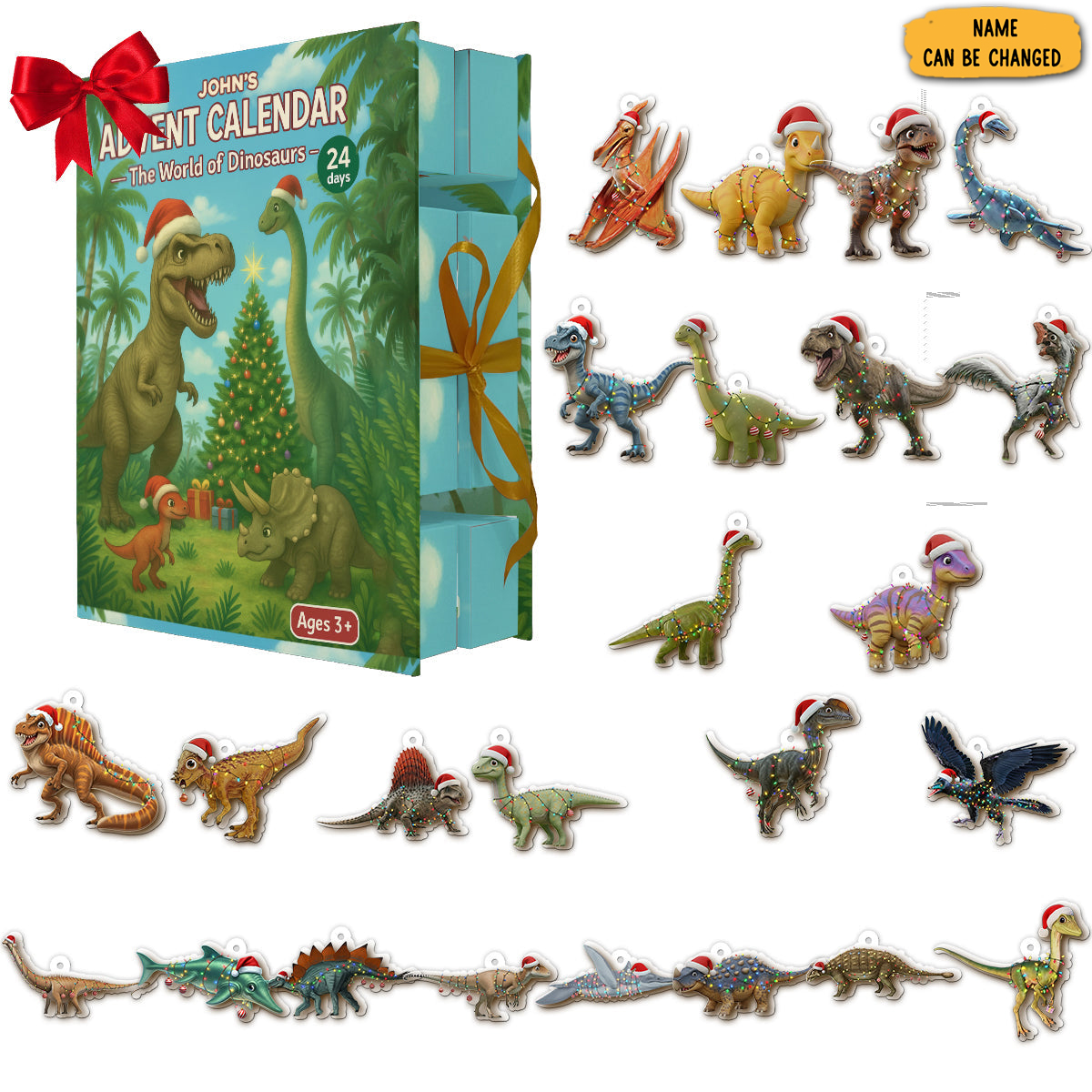 Personalized Dinosaur Folded Advent Calendar Animal Advent Calendar Christmas Decor Gifts