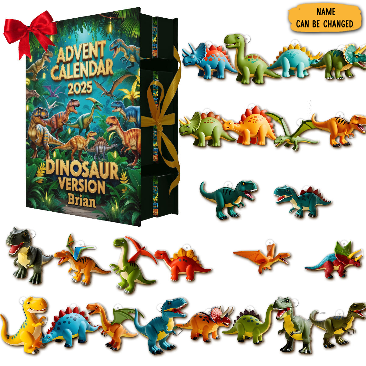 Personalized Dinosaur Folded Advent Calendar Winter Decor Animal Advent Calendar Gifts For Kids
